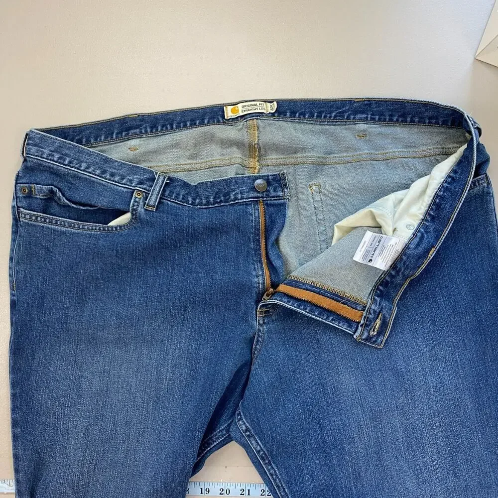 Carhartt Jeans Womens‎ 22W Original Fit Straight Leg Blue Stretch Blaine 46x31
